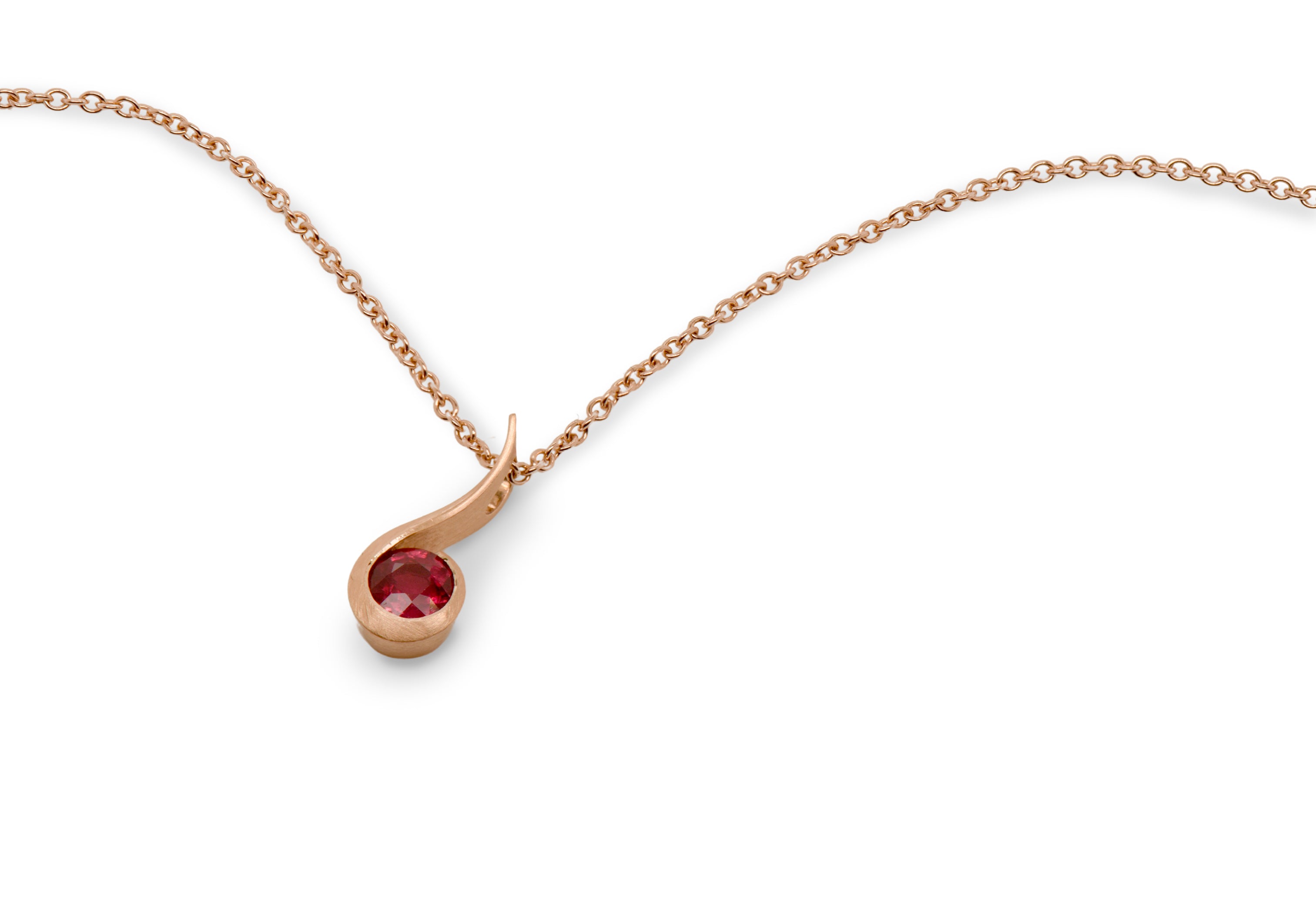 18ct Rose Gold Ruby Twist Pendant