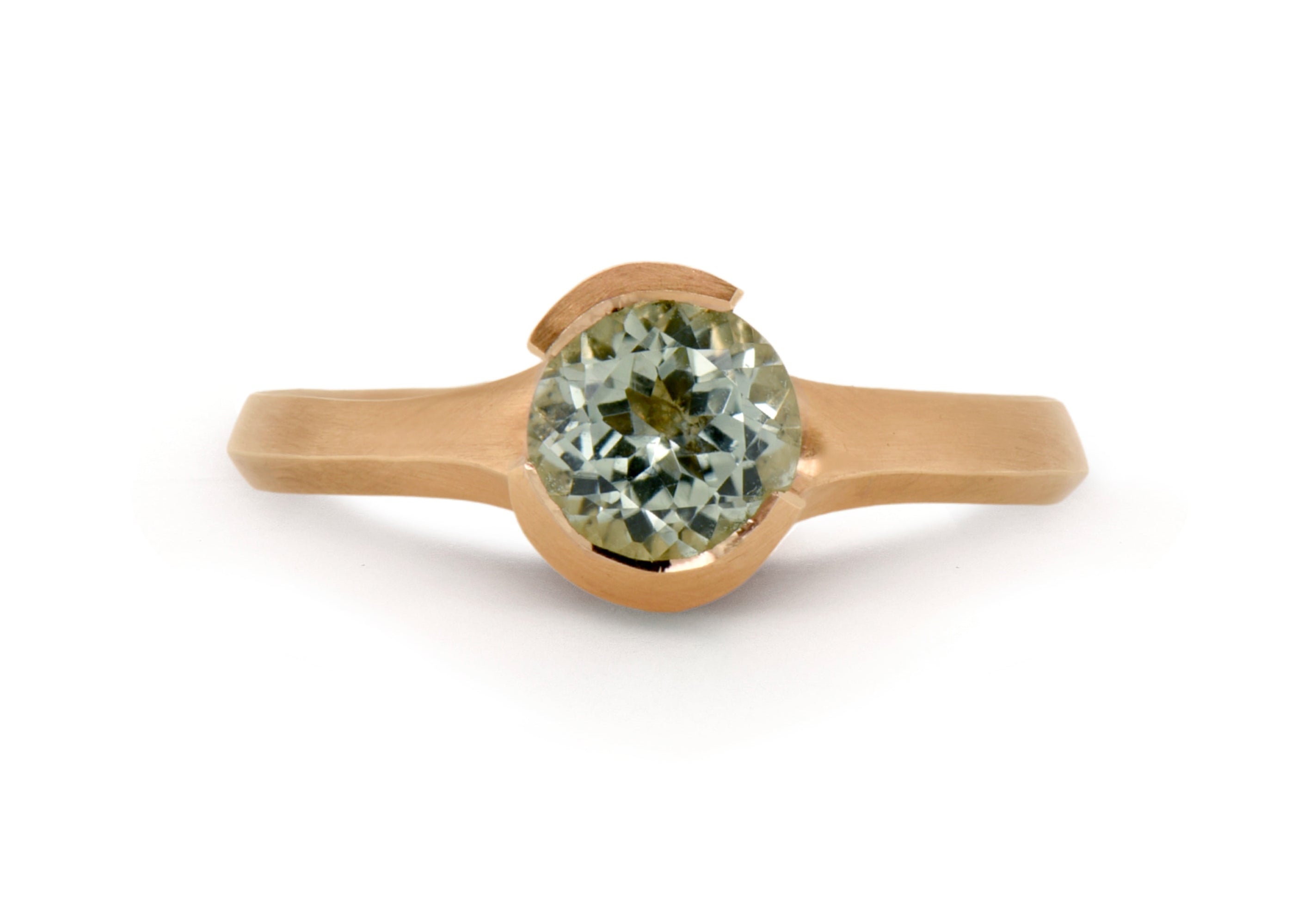 18ct Rose Gold Sea-foam Tourmaline Arris Ring