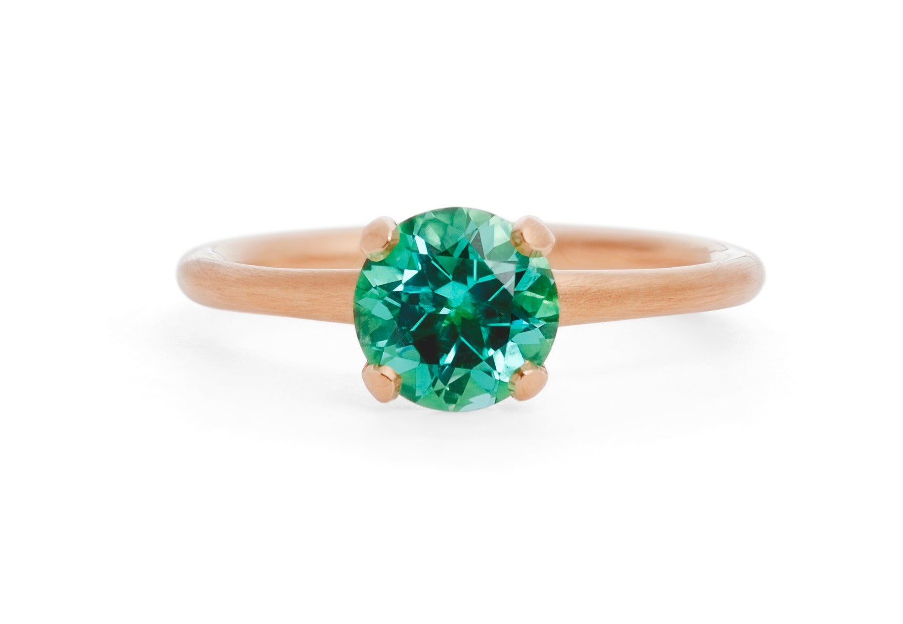 4 claw paraiba tourmaline rose gold engagement ring