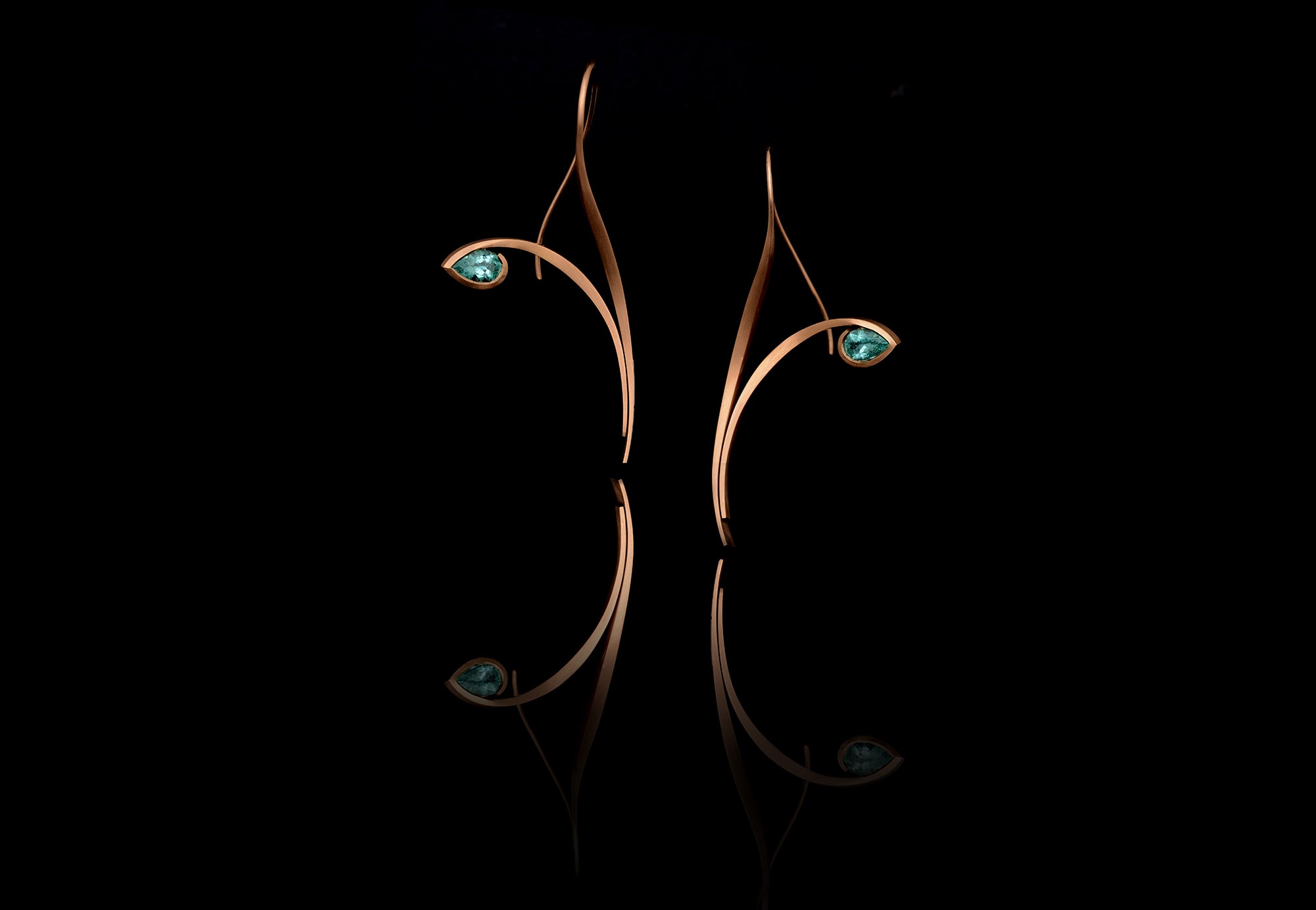 18 carat gold pear shaped paraiba tourmaline earrings