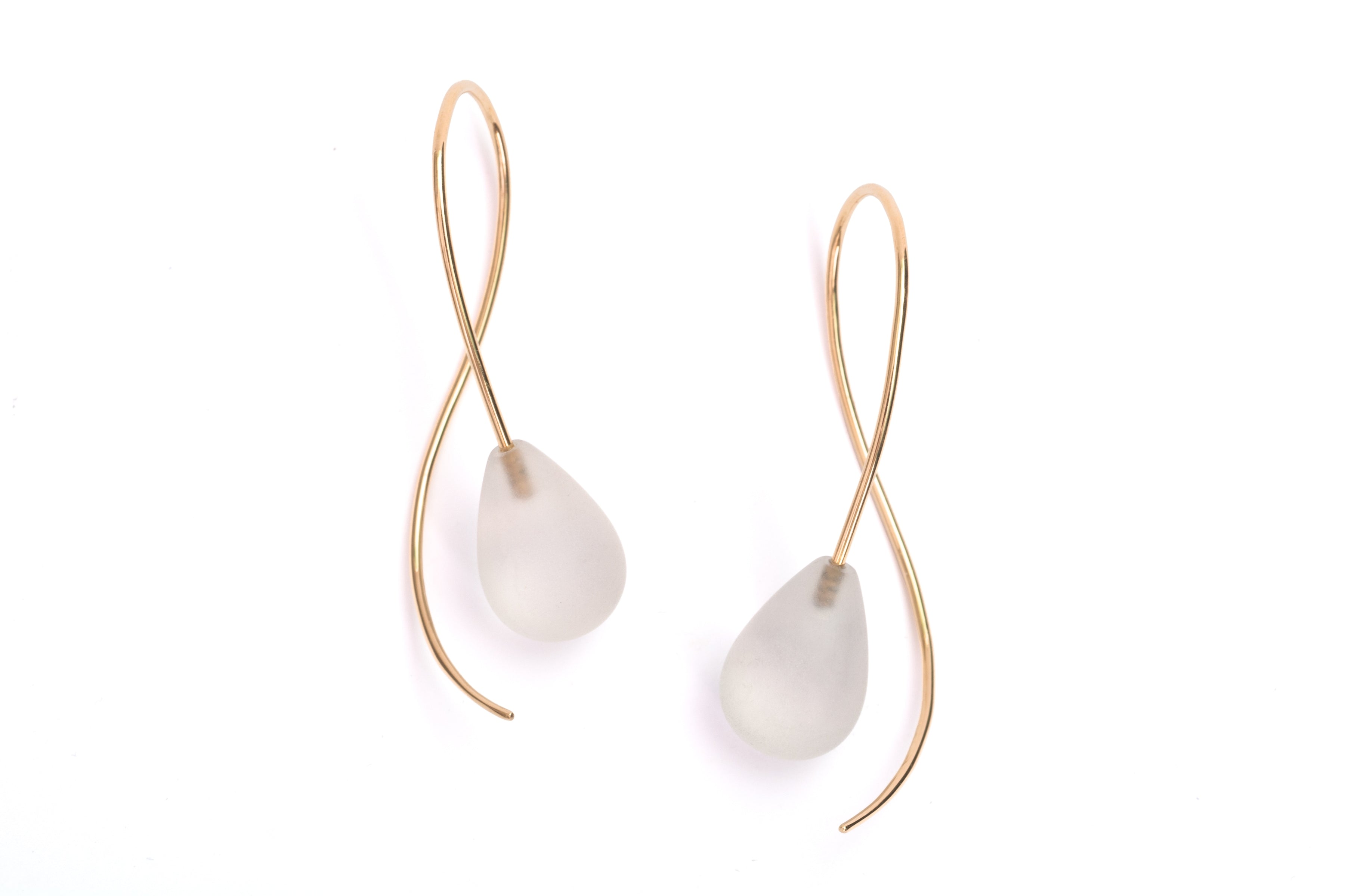 18 carat gold clear quartz drop earrings