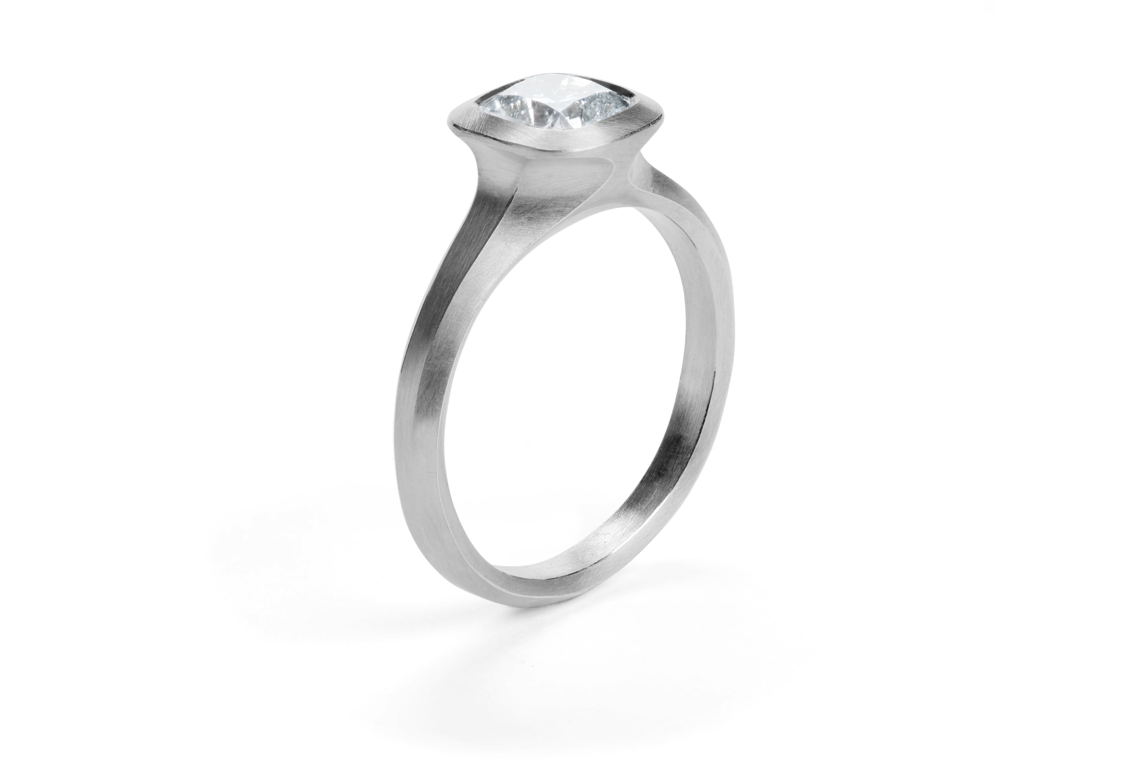 Arris Contemporary engagement ring with cushion shaped diamond-McCaul