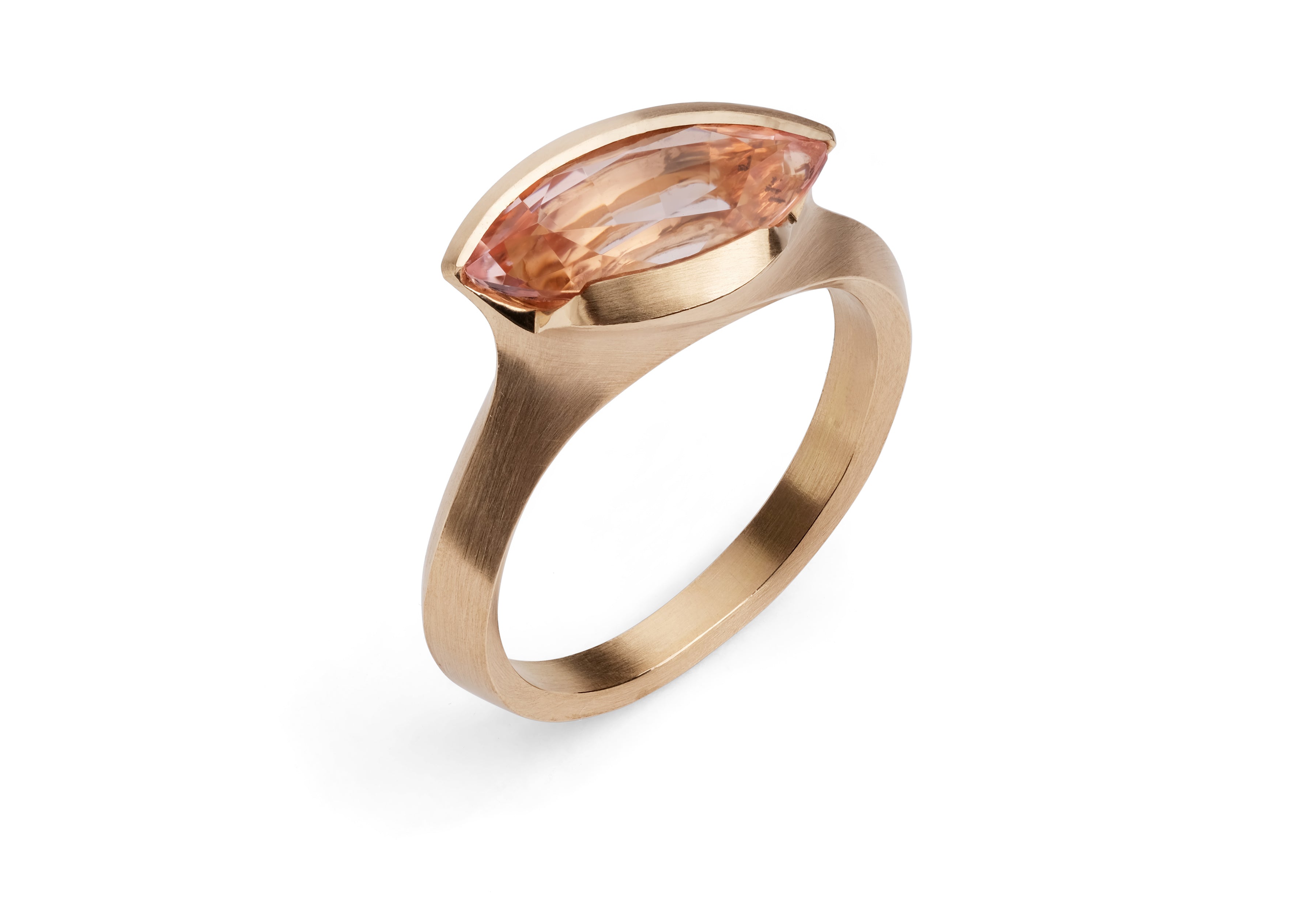 Arris carved rose gold ring with marquise morganite-McCaul