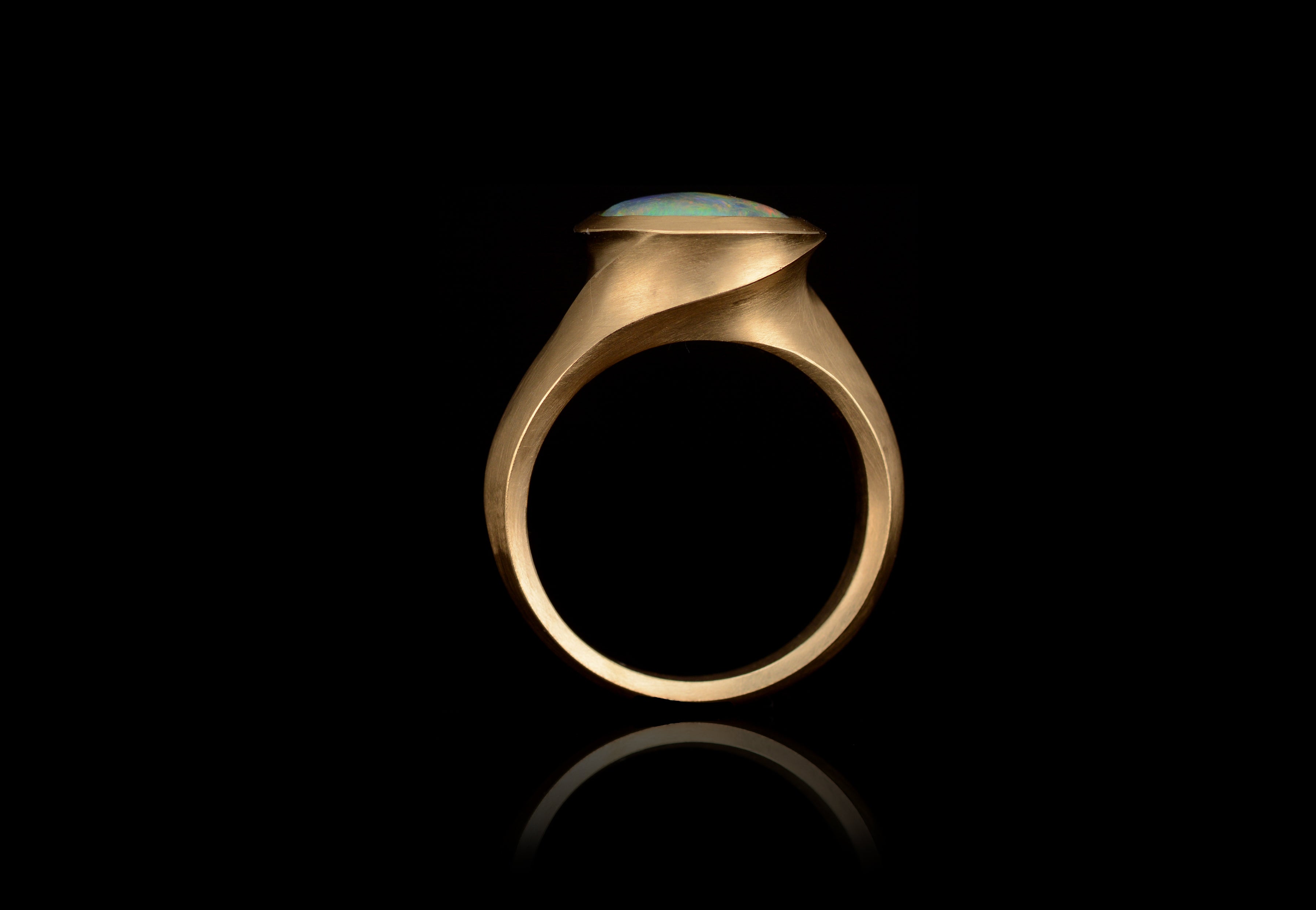 Lightning Ridge Opal & diamond set Arris ring-McCaul