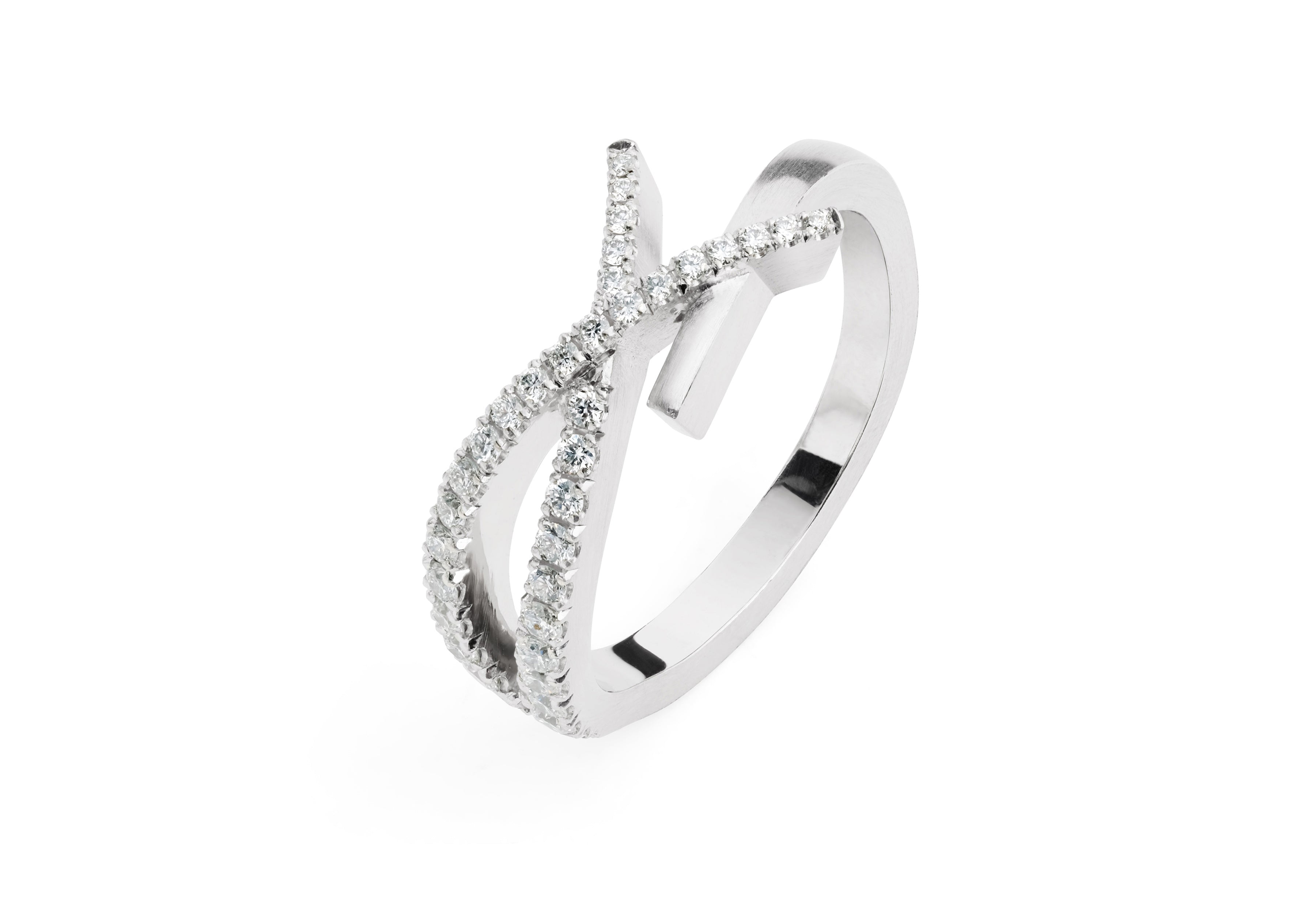 Platinum and diamond crossover ring-McCaul