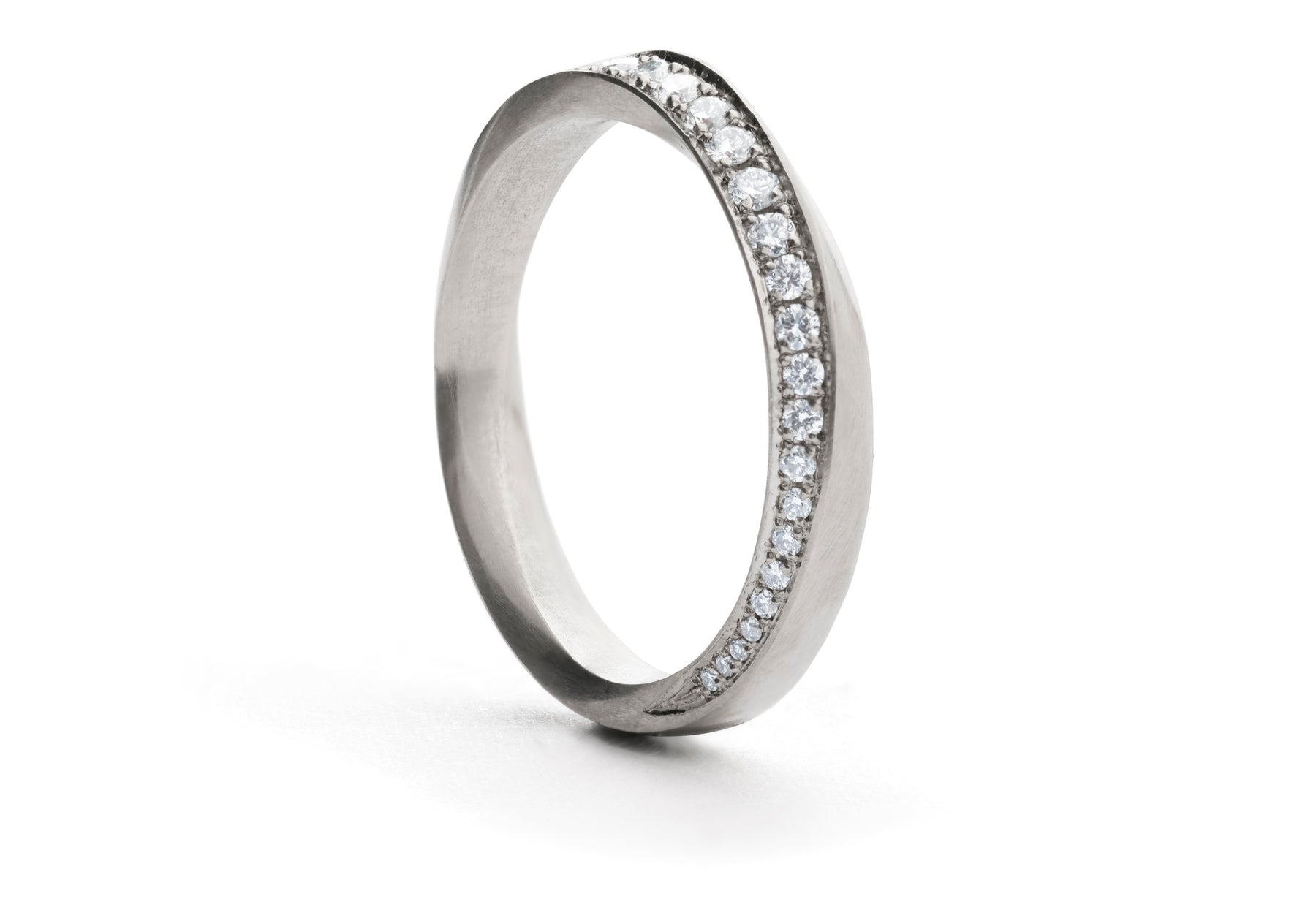 Mobius band platinum pave white diamonds