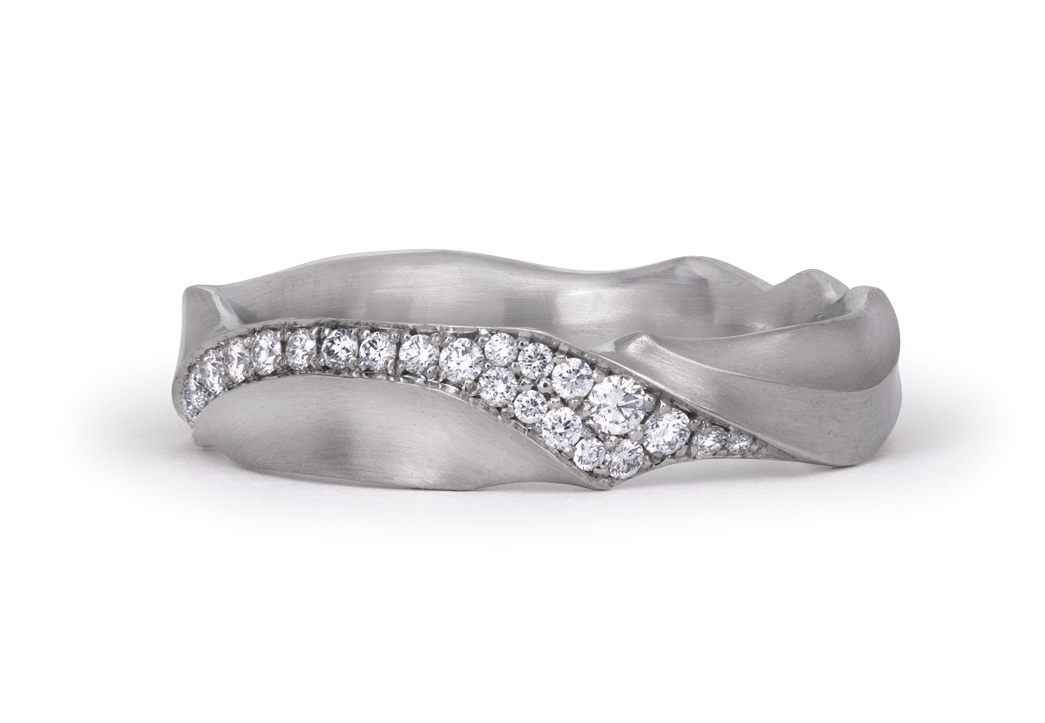 Diamond Set Ripple Ring