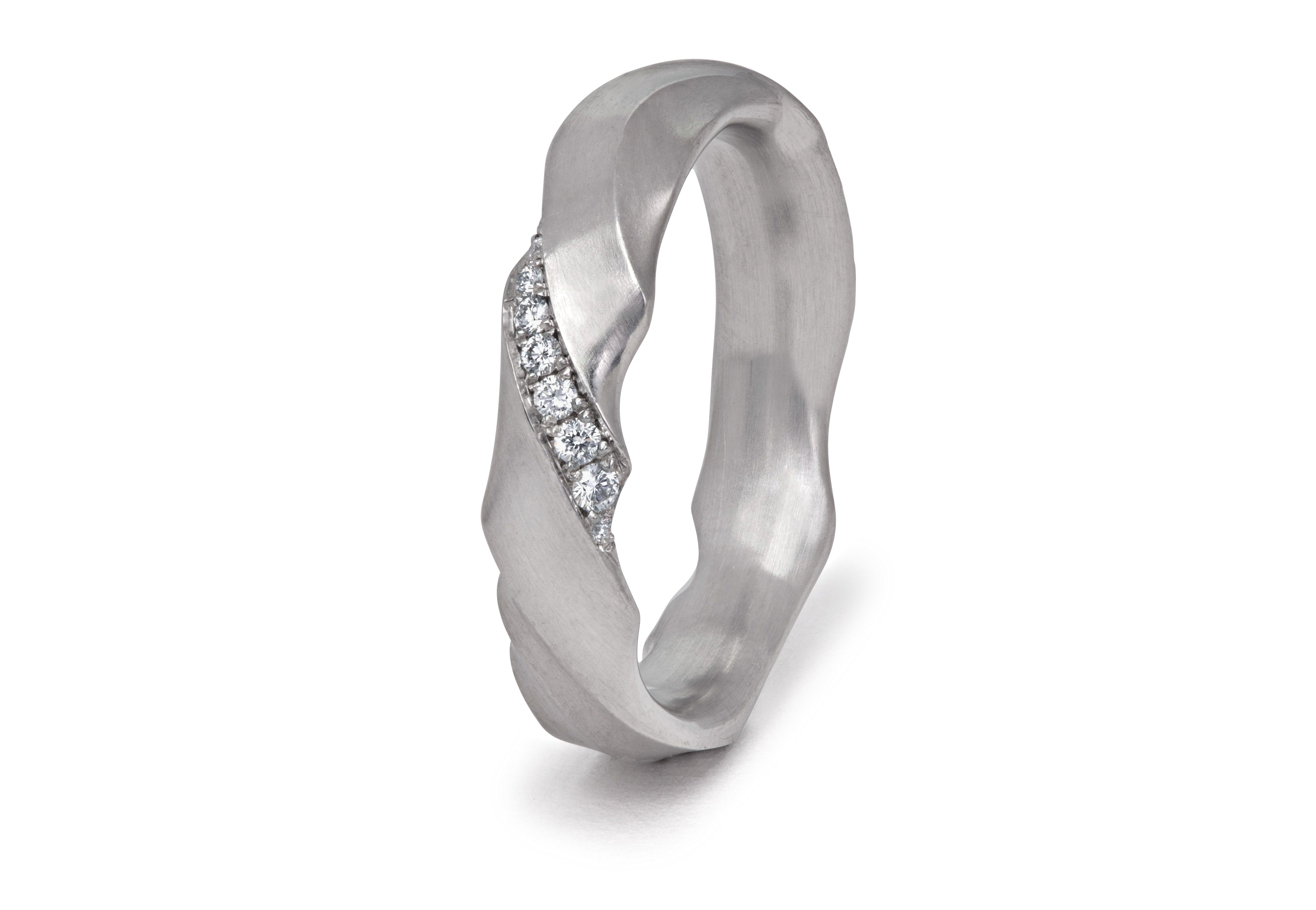 Diamond Set Ripple Ring