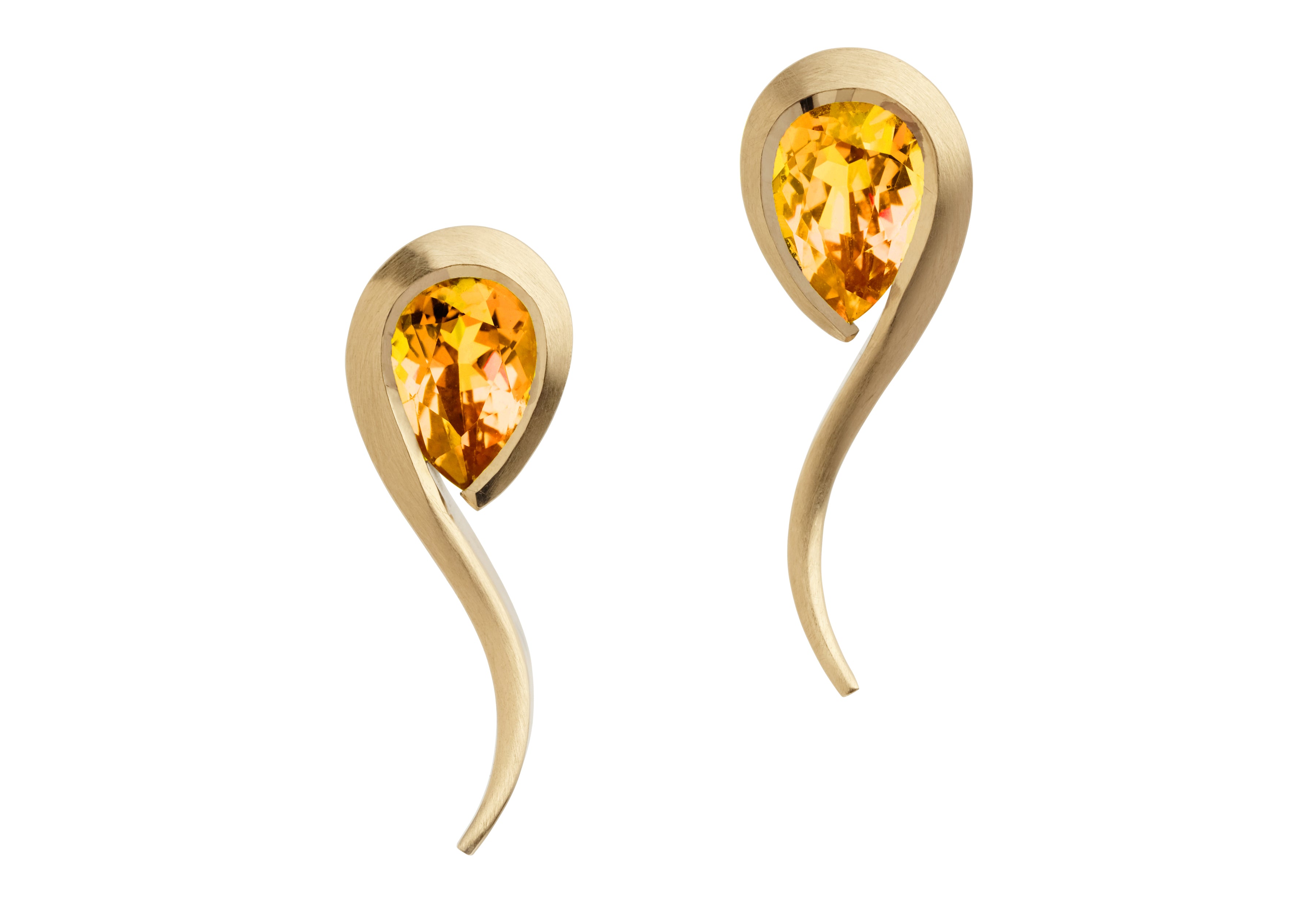 Rose gold and Mandarin Garnet Twist earrings