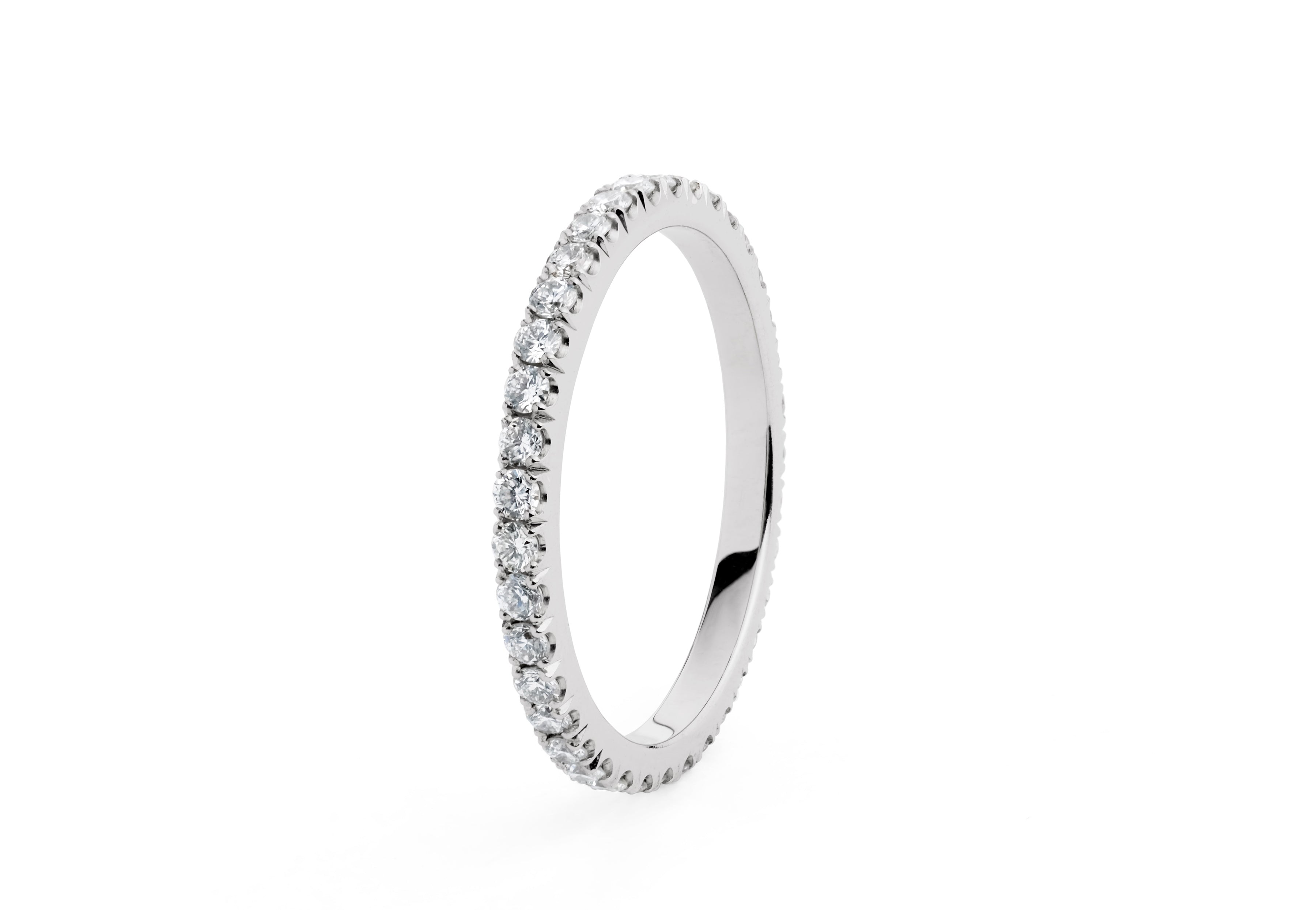 'Thread' fine platinum diamond set wedding/eternity bands-McCaul