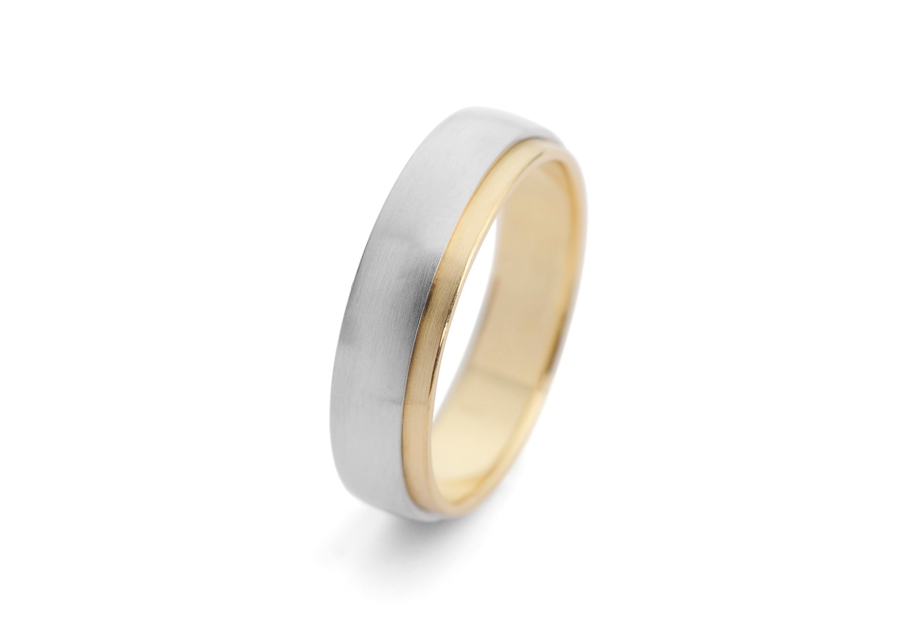 Men's yellow gold and white gold mixed metal wedding band-McCaul